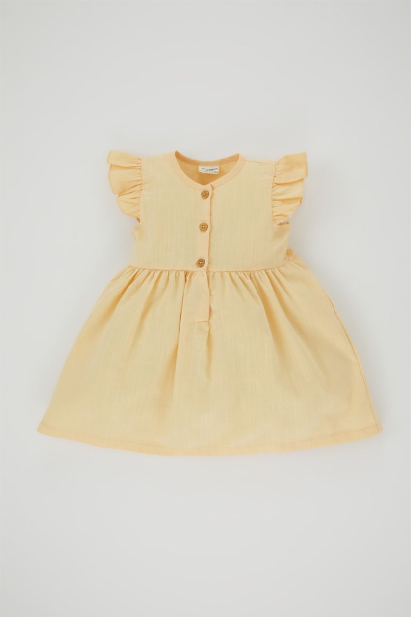 BABY GIRL Light Yellow Regular Fit Sleeveless Woven Dress