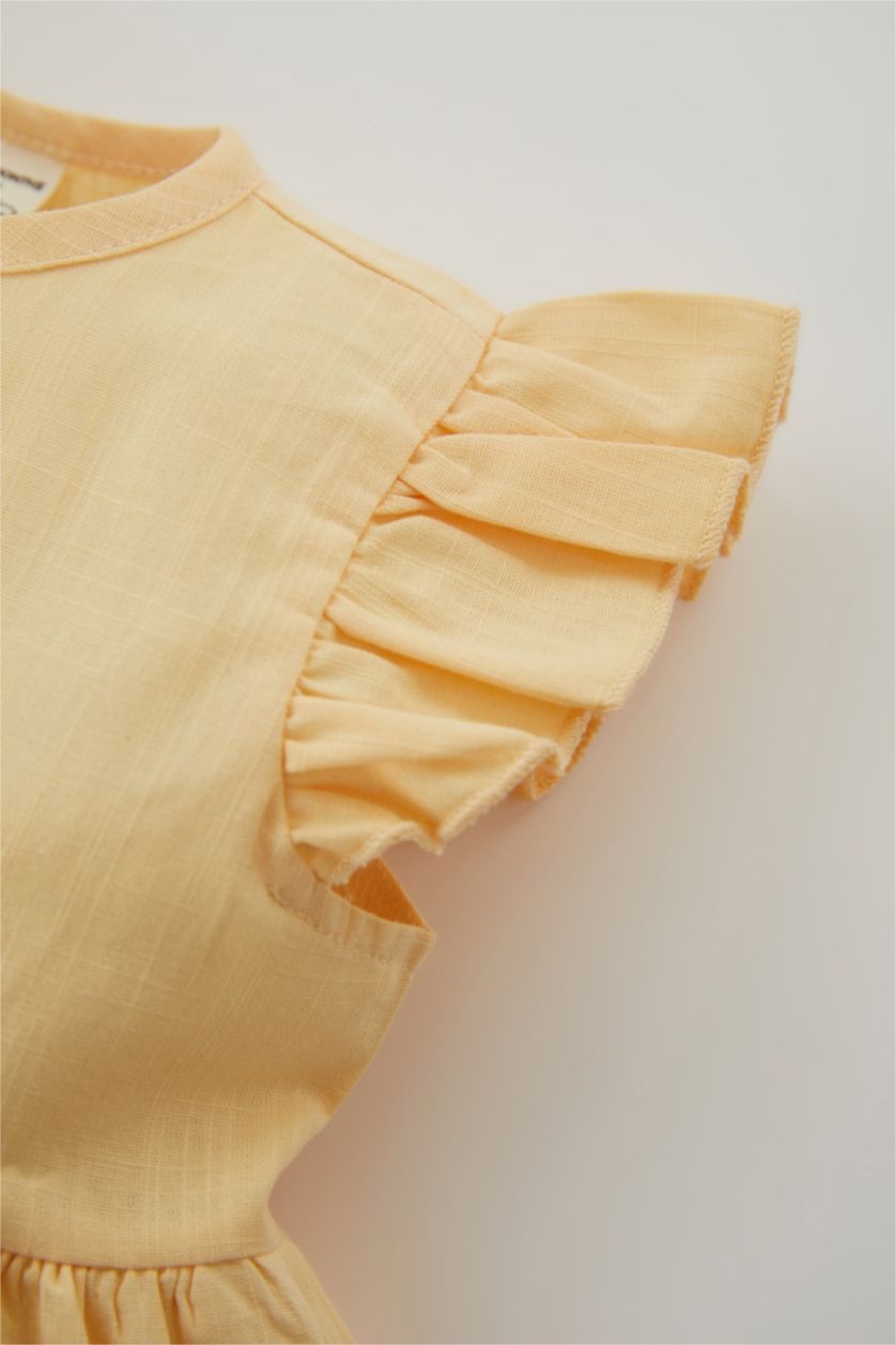 BABY GIRL Light Yellow Regular Fit Sleeveless Woven Dress