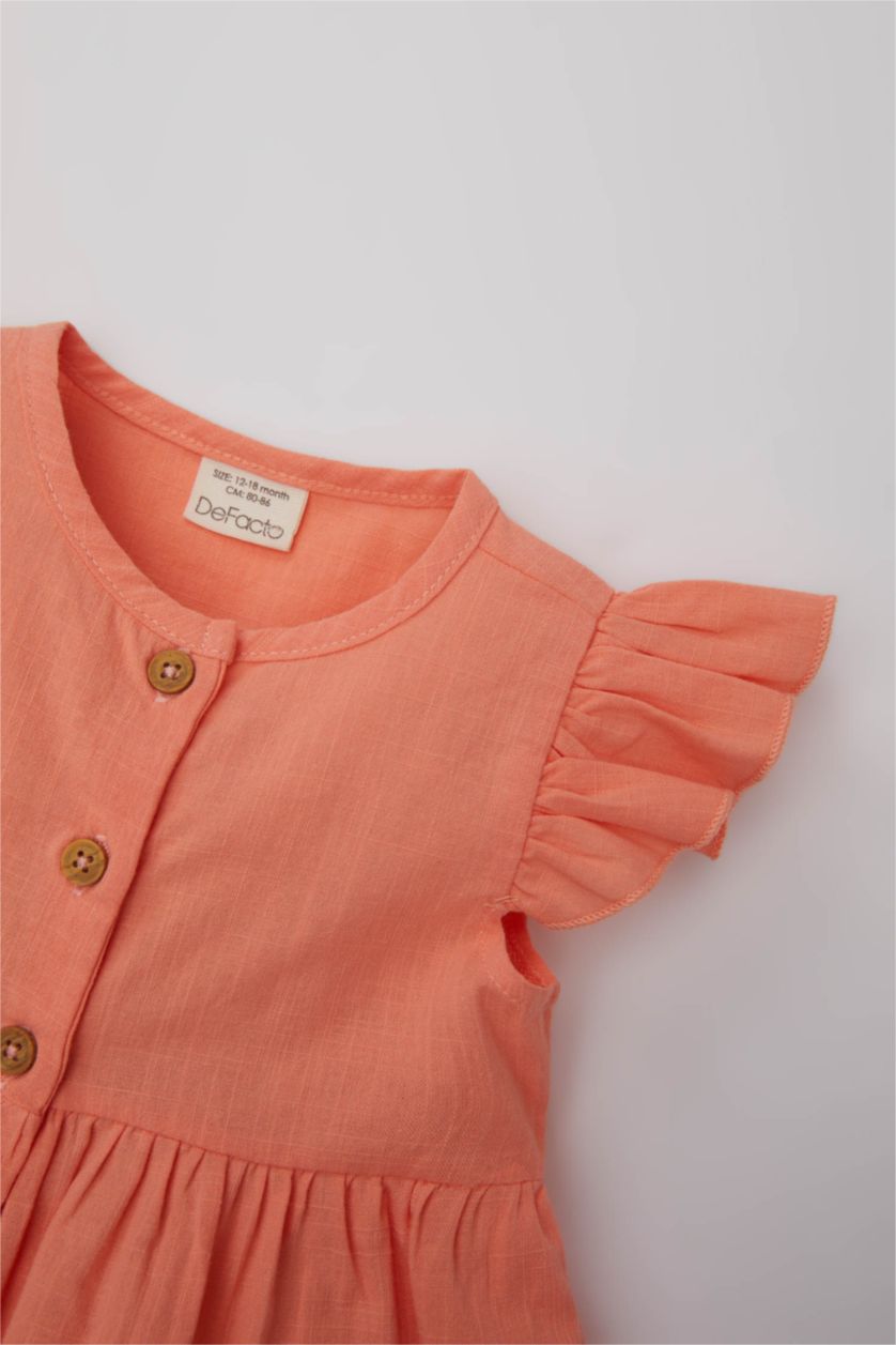 Baby Girl Salmon Baby Girl Sleeveless Linen Look Dress