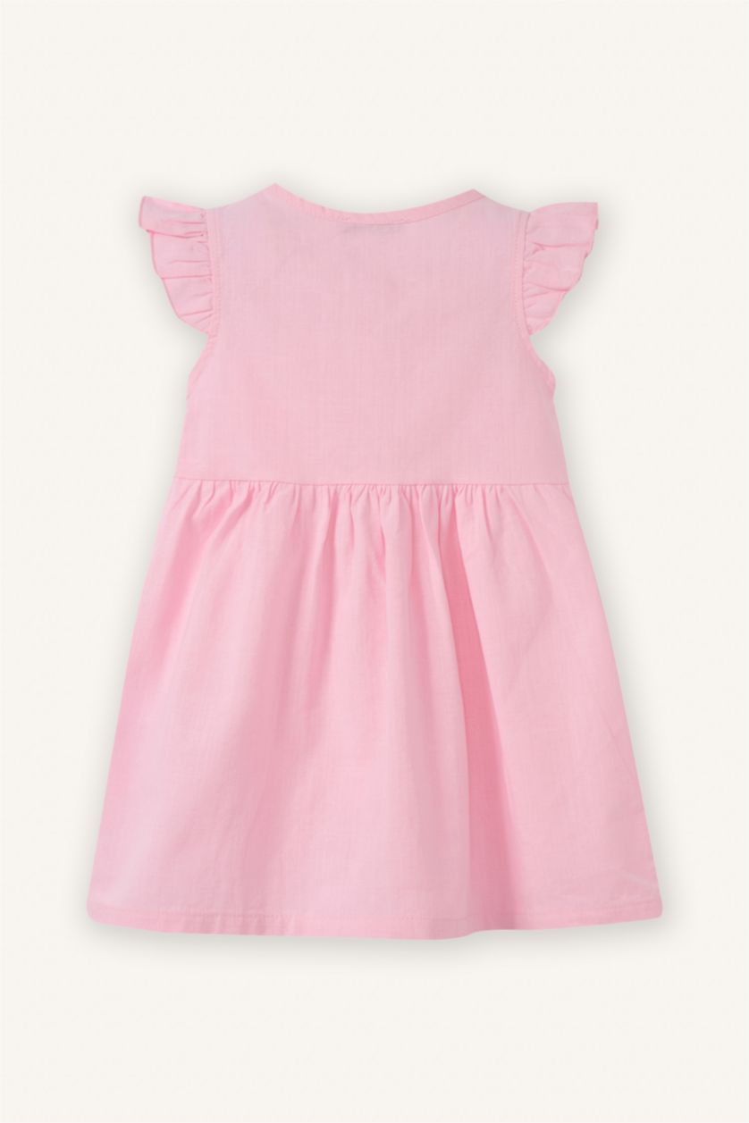 Baby Girl Pink Regular Fit Basic Short Sleeve Woven Dress