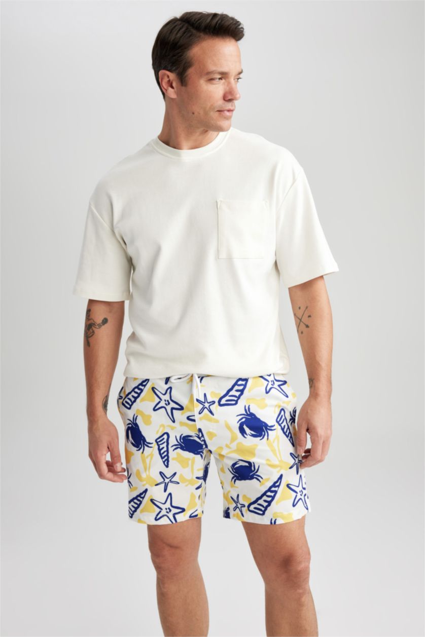 MAN Yellow Regular Fit Short Beach Shorts
