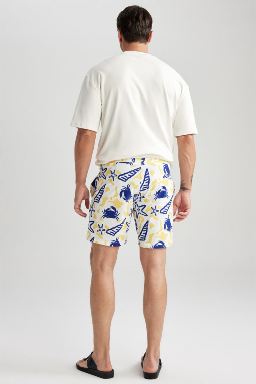 MAN Yellow Regular Fit Short Beach Shorts