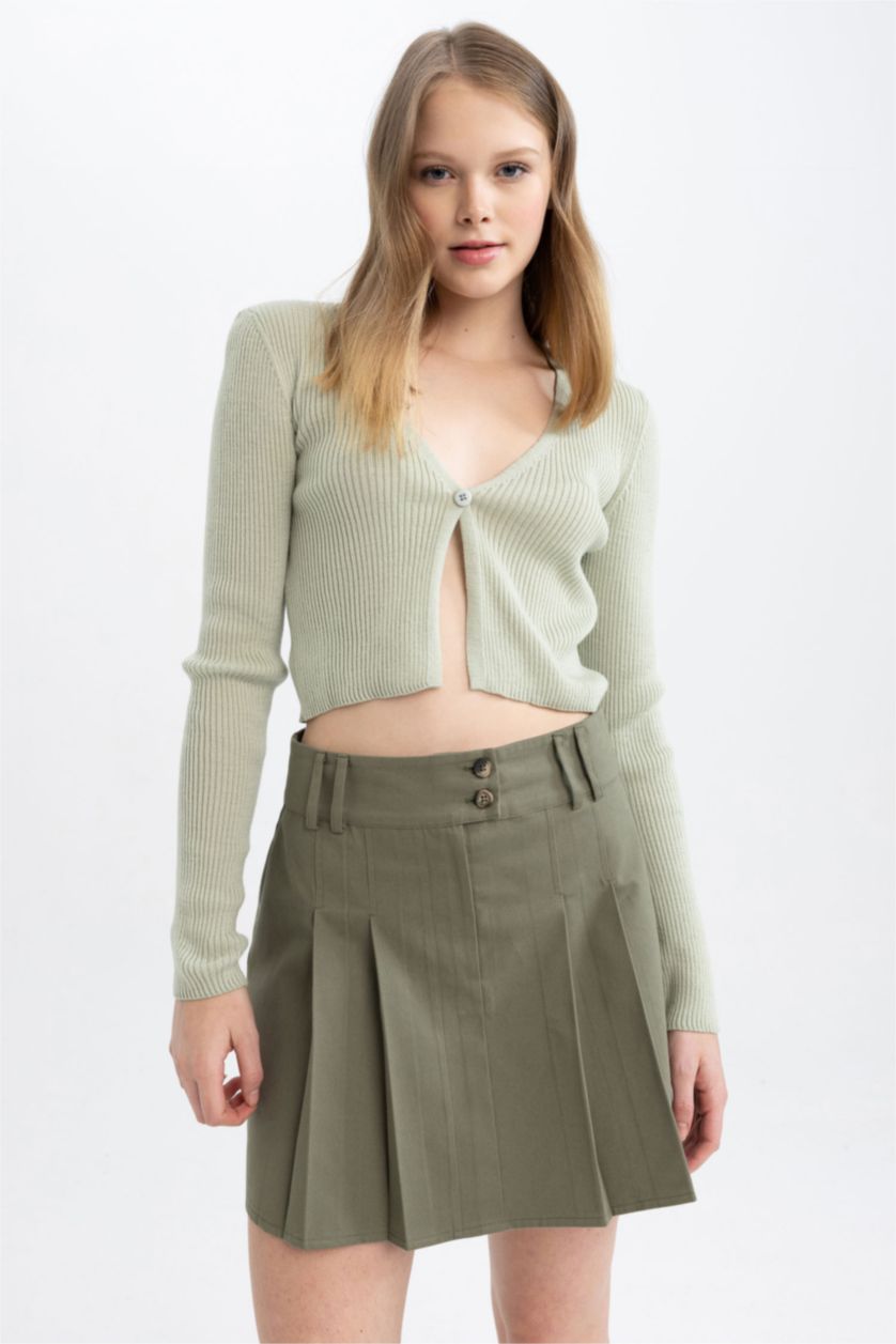 FEMME Bleu Cardigan en Tricot Slim à col en V