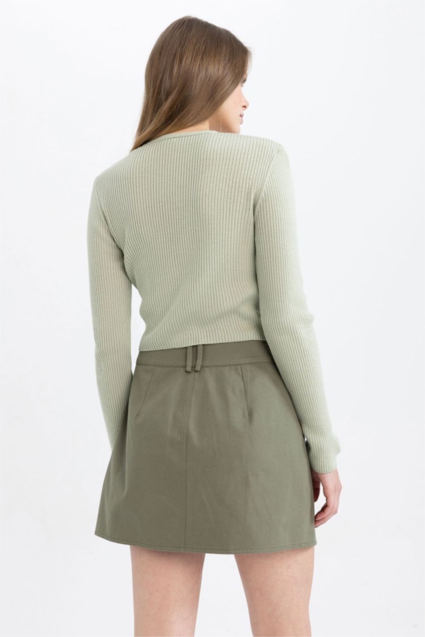 FEMME Bleu Cardigan en Tricot Slim à col en V