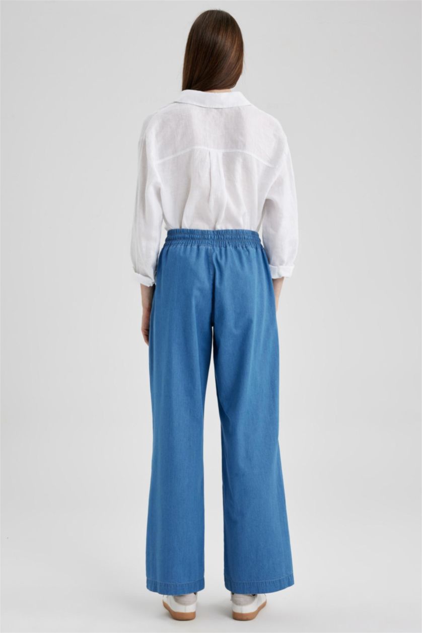 Kadın Mavi Yüksek Bel Straıght Fıt Pantolon