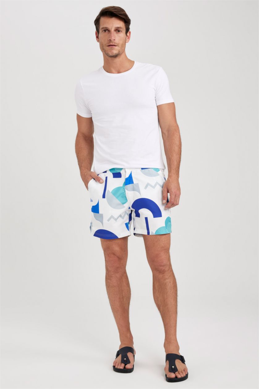 MAN White Printed Short Swim Shorts