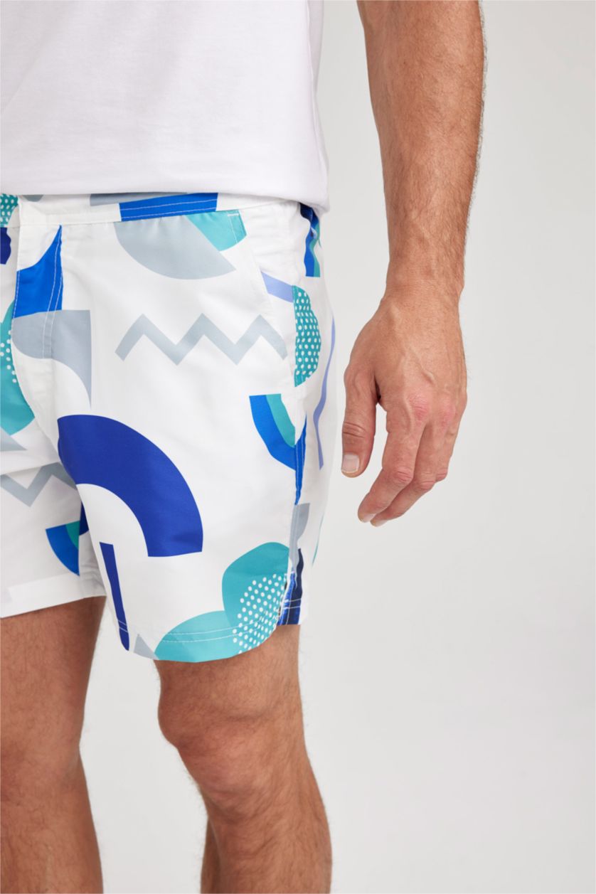 MAN White Printed Short Swim Shorts