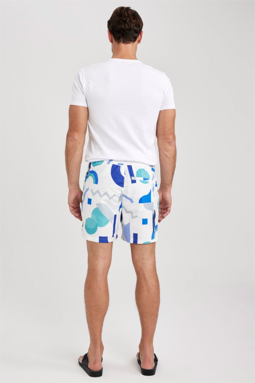 MAN White Printed Short Swim Shorts