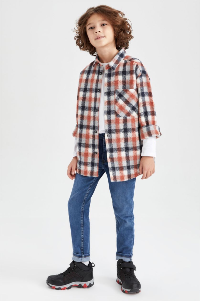 GARÇONS Gris Chemises à manches longues Flanelle Col Polo Garçon