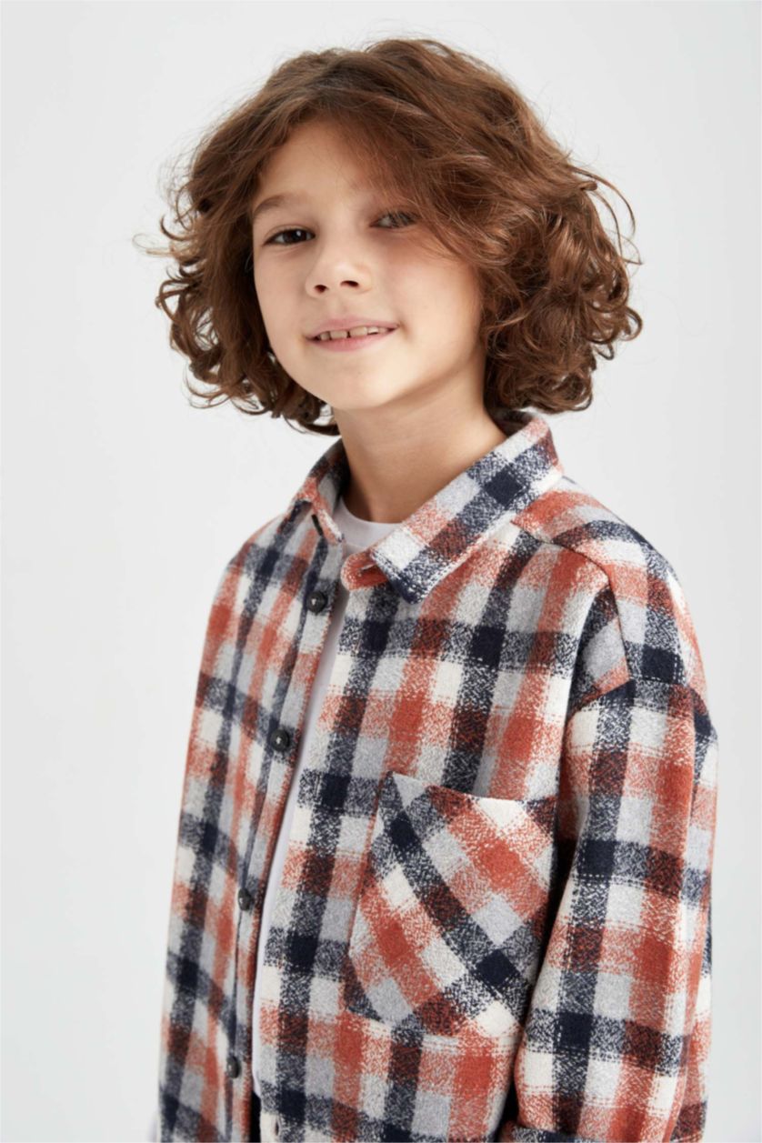 GARÇONS Gris Chemises à manches longues Flanelle Col Polo Garçon