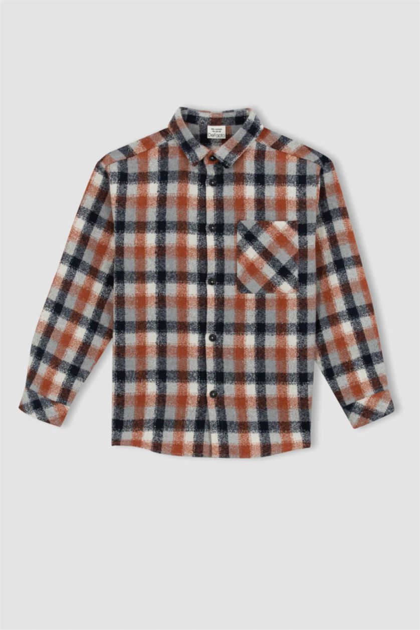 GARÇONS Gris Chemises à manches longues Flanelle Col Polo Garçon