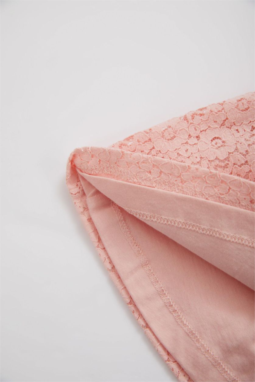 BABY GIRL Dark Pink Baby Girl Short Sleeve Lace 2 Piece Dress