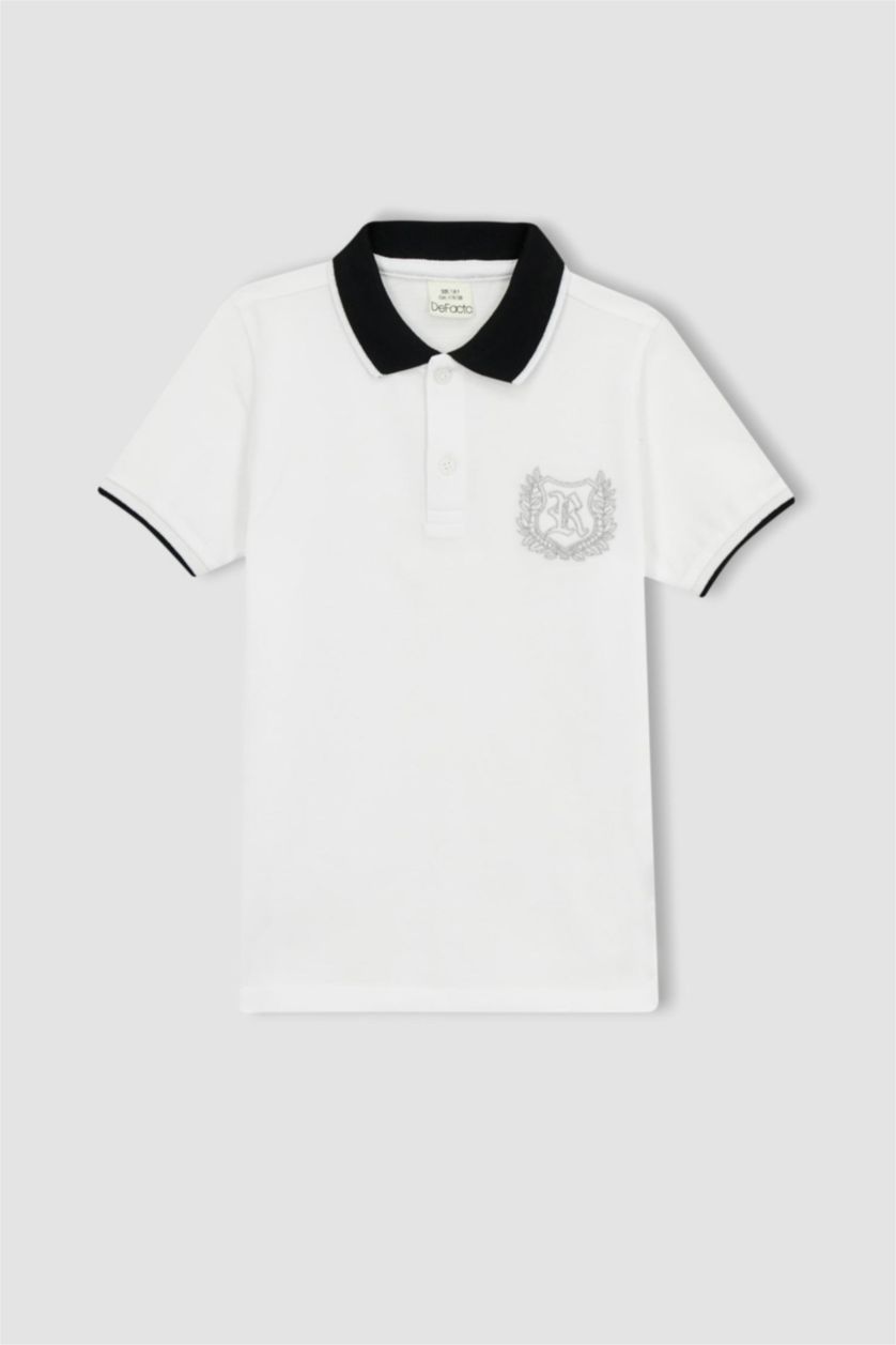 BOYS & TEENS White Boy Regular Fit Polo Neck Pique Short Sleeved Polo T-Shirt