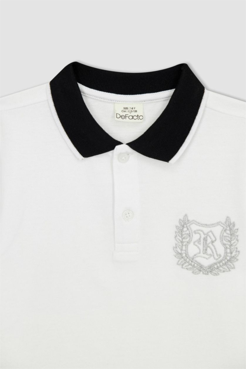 BOYS & TEENS White Boy Regular Fit Polo Neck Pique Short Sleeved Polo T-Shirt