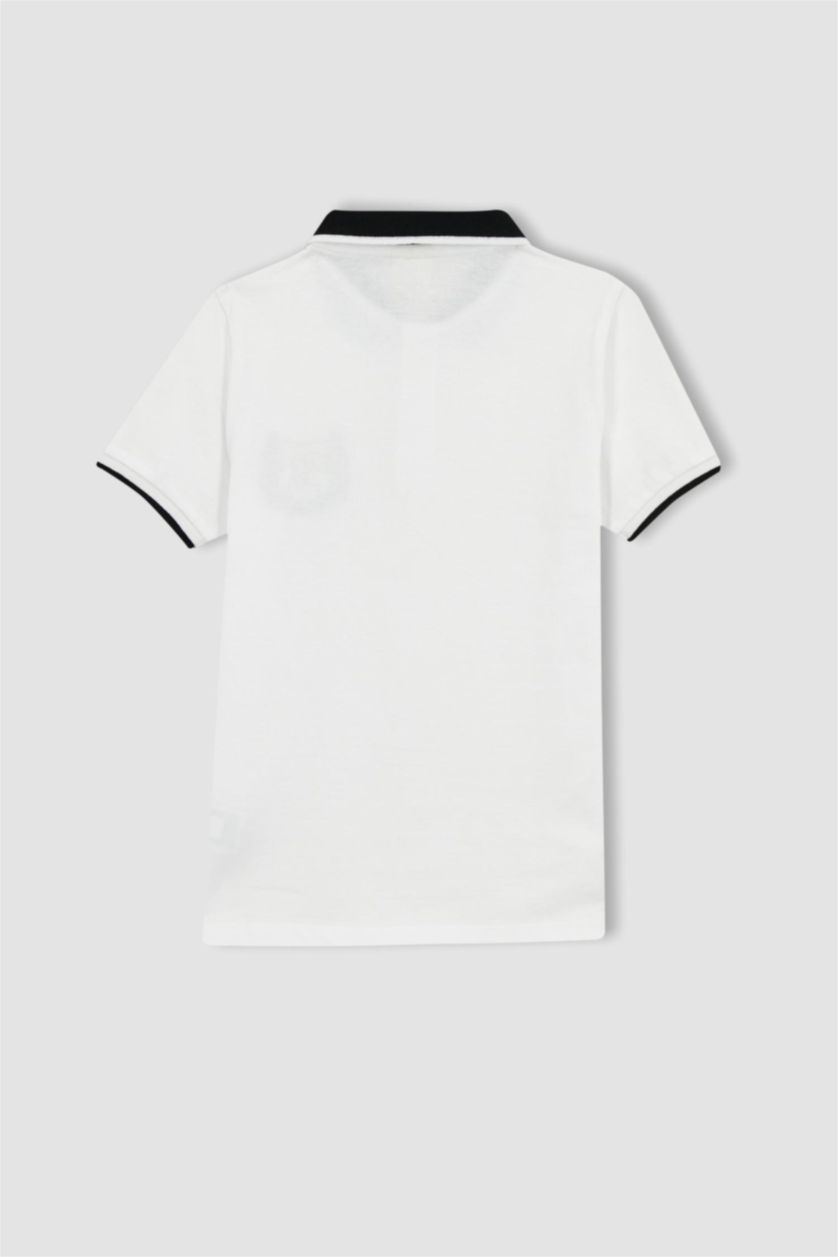 BOYS & TEENS White Boy Regular Fit Polo Neck Pique Short Sleeved Polo T-Shirt
