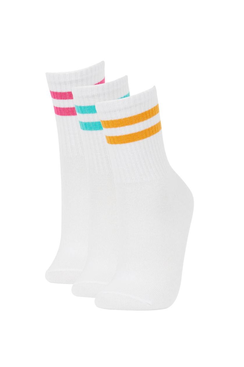 FEMME Blanc Lot De 3 Paires De Chaussettes Longues En Coton Defacto Fit Pour Femmes