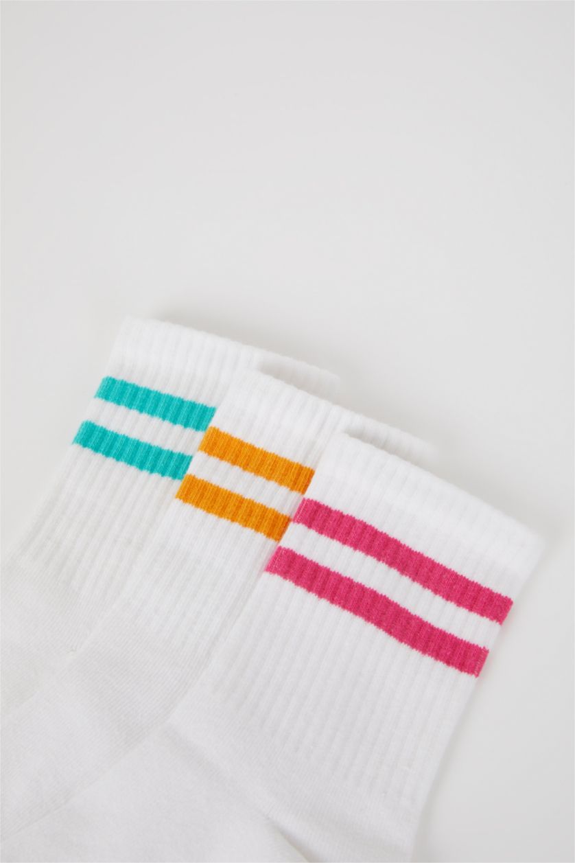 FEMME Blanc Lot De 3 Paires De Chaussettes Longues En Coton Defacto Fit Pour Femmes