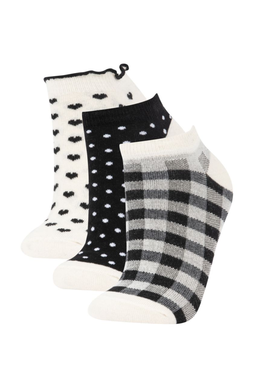 WOMAN Black Women 3 Pack Cotton Booties Socks