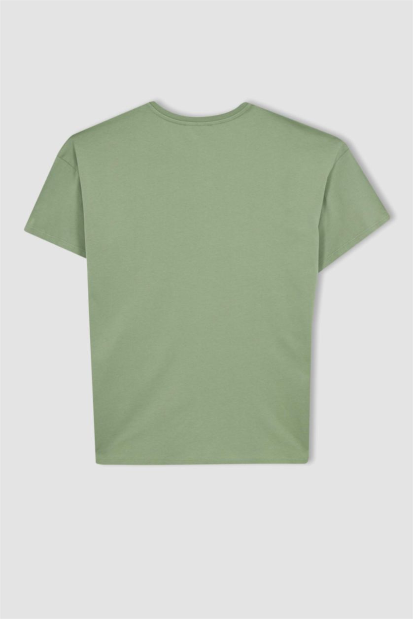 WOMAN Green Oversize Fit Crew Neck Printed Short Sleeve T-Shirt