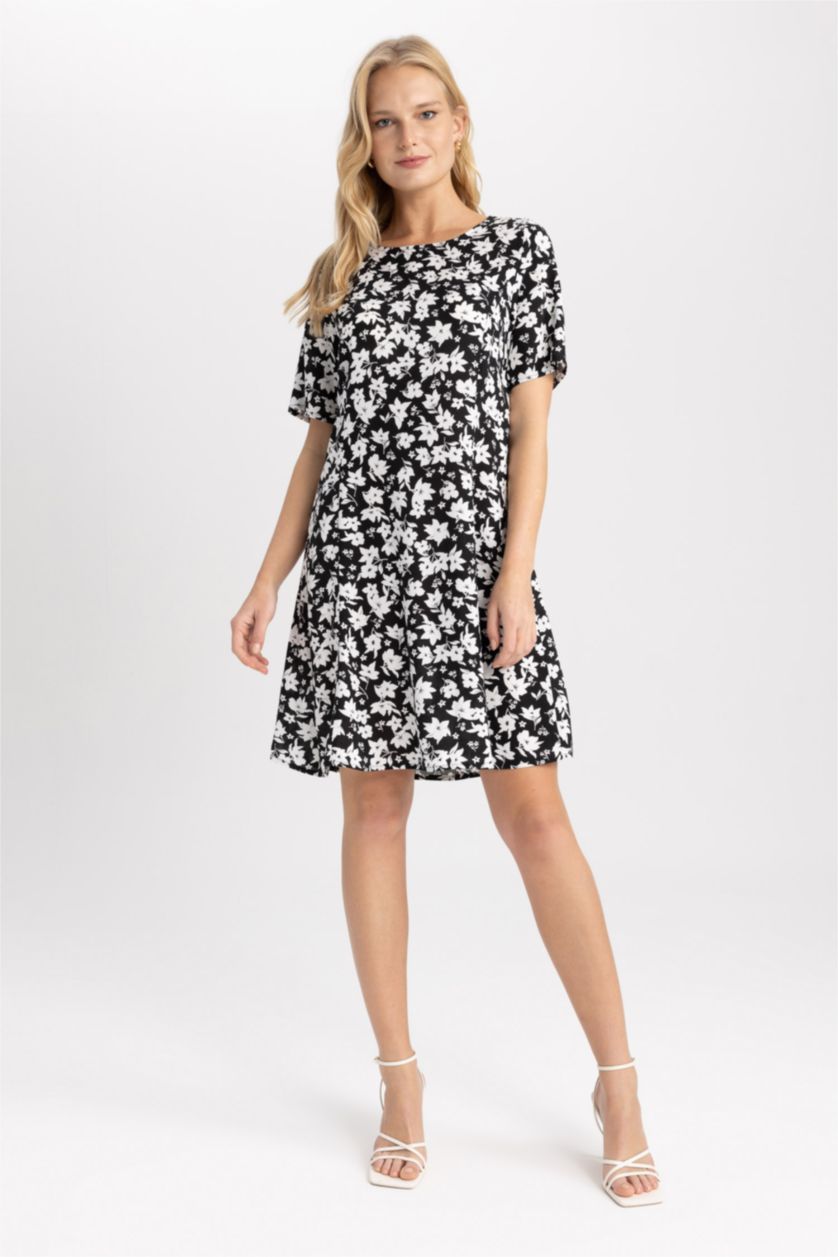 FEMME Noir Robes Très court Col arrondi