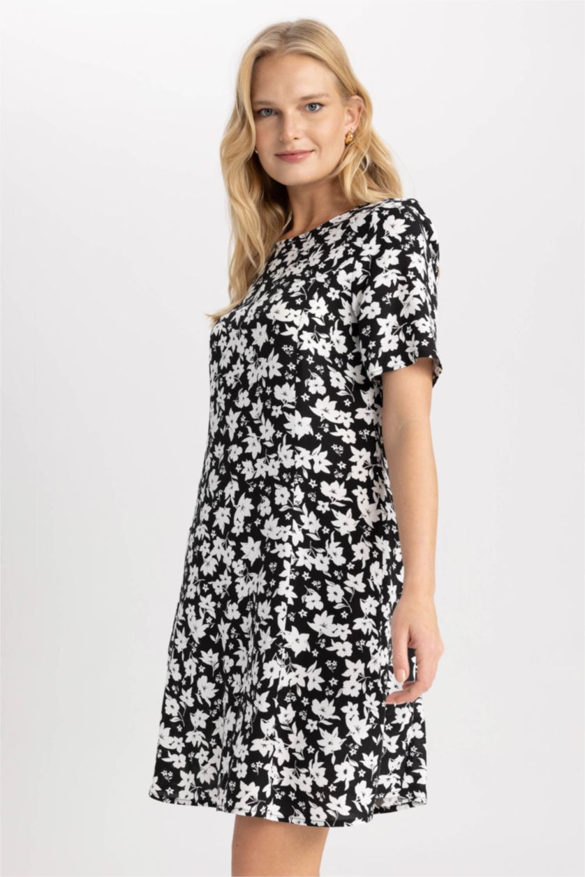 FEMME Noir Robes Très court Col arrondi