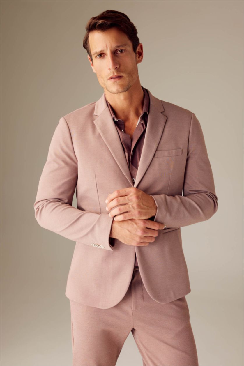 Erkek Gülkurusu Slım Fıt Blazer Ceket