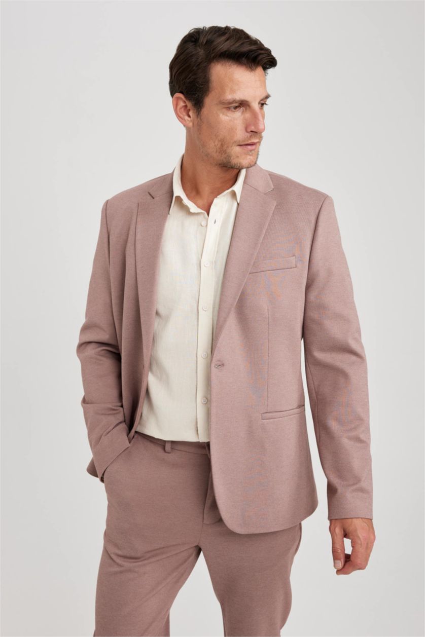 Erkek Gülkurusu Slım Fıt Blazer Ceket