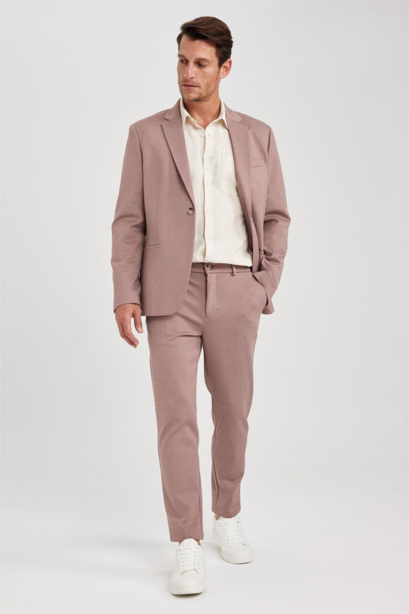 Erkek Gülkurusu Slım Fıt Blazer Ceket