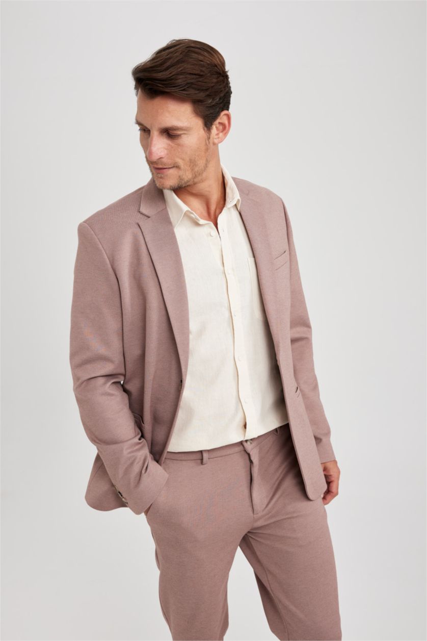 Erkek Gülkurusu Slım Fıt Blazer Ceket