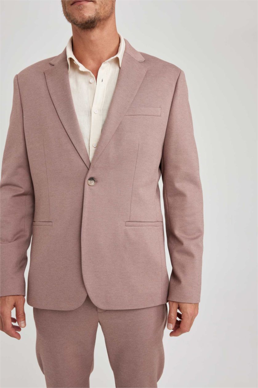 Erkek Gülkurusu Slım Fıt Blazer Ceket