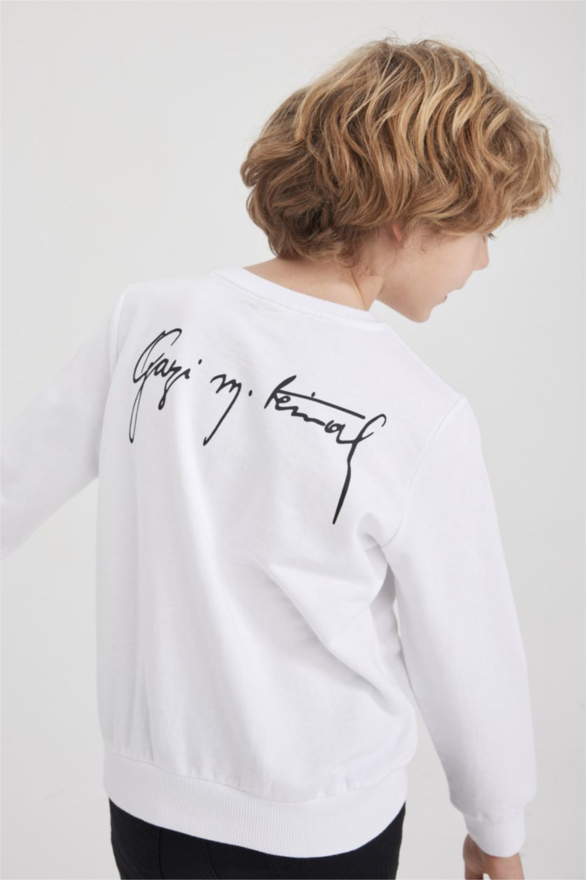 Хлопчачий Білий Світшот стандартного крою з тонкої тканини для хлопчиків