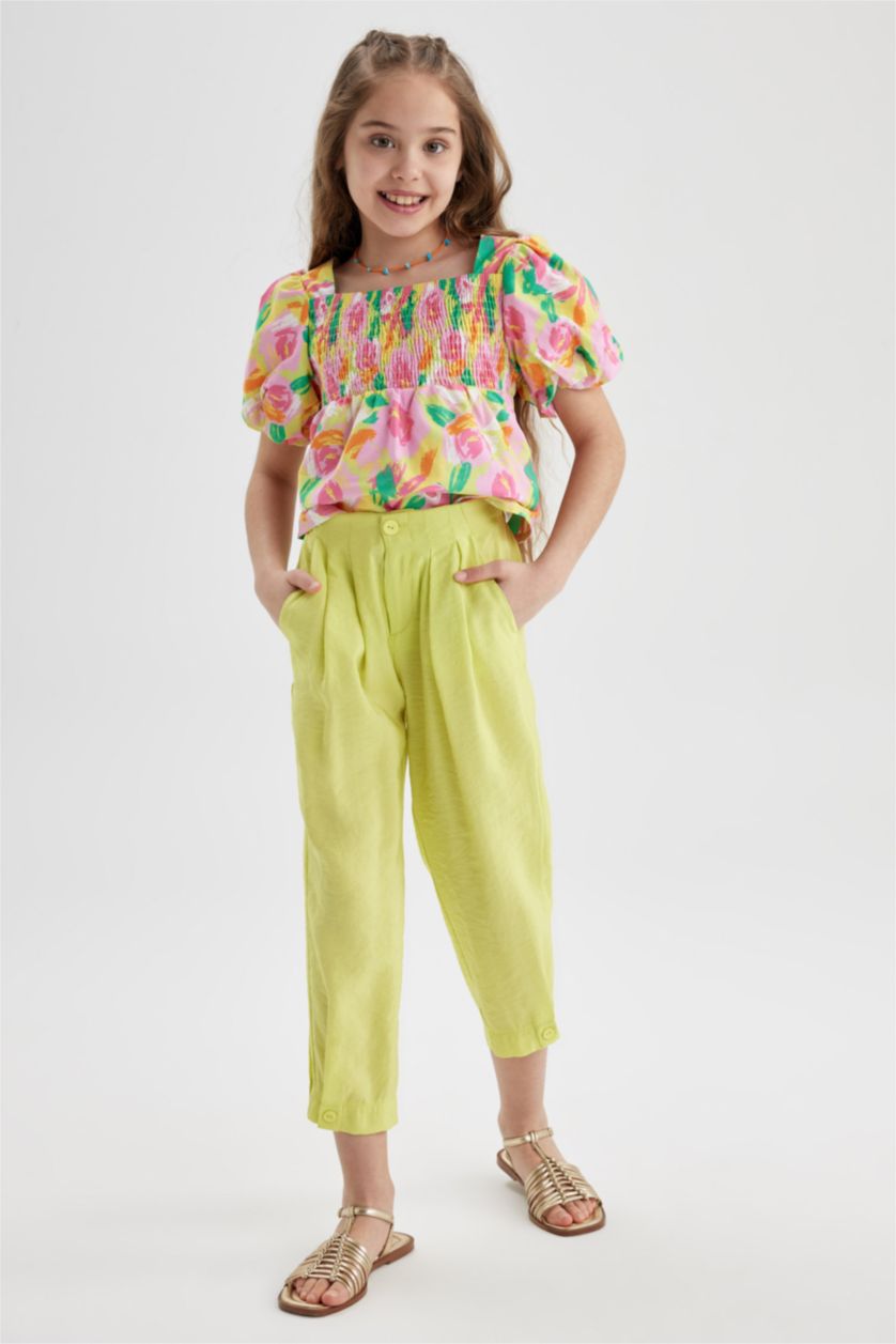 FILLES Vert Clair Pantalon à Coupe carotte en Modal pour fille