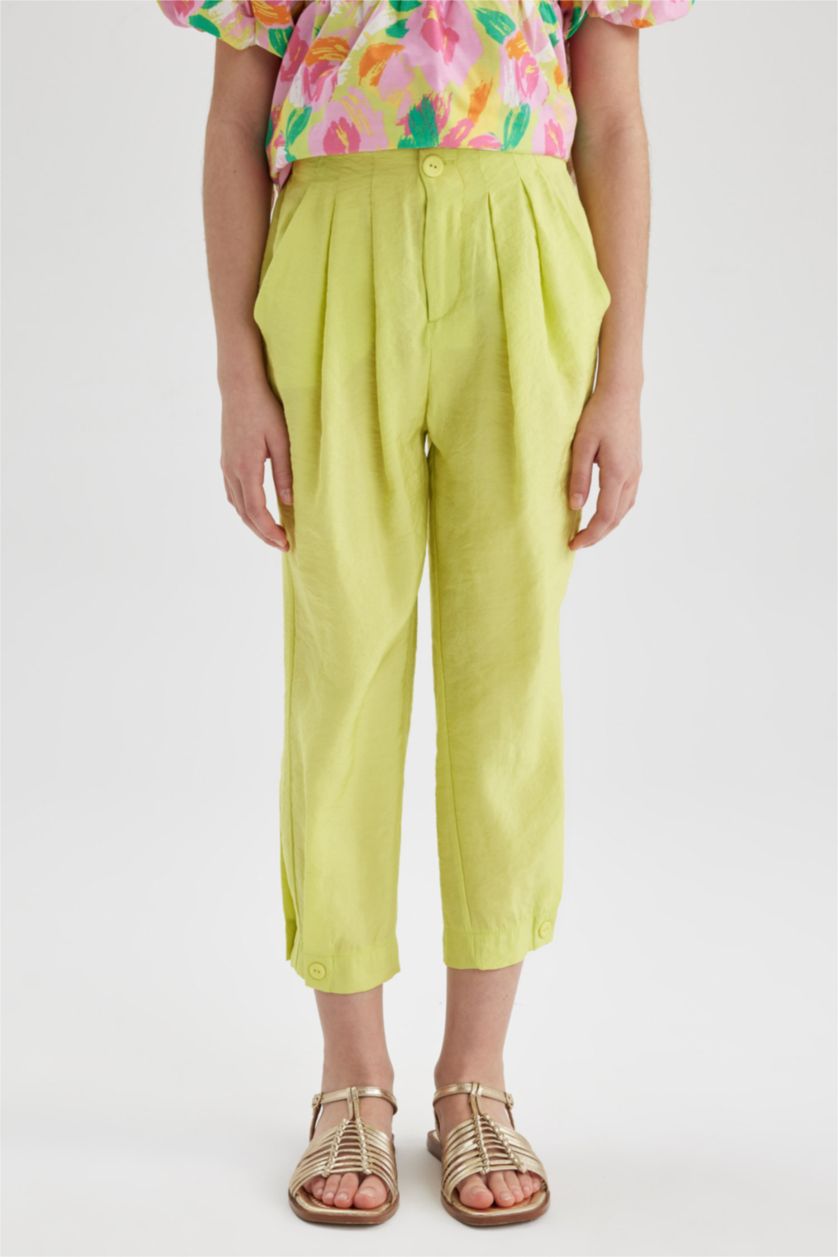 FILLES Vert Clair Pantalon à Coupe carotte en Modal pour fille