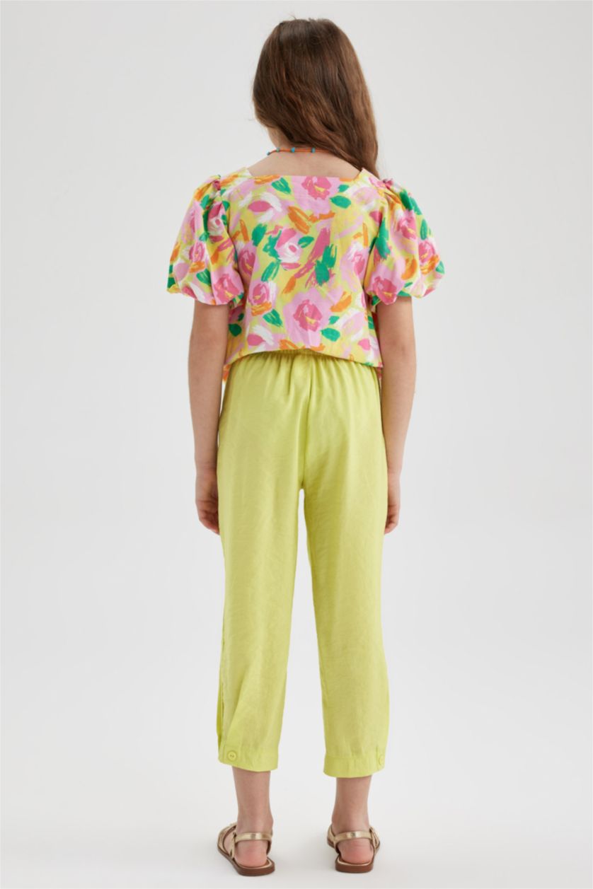 FILLES Vert Clair Pantalon à Coupe carotte en Modal pour fille