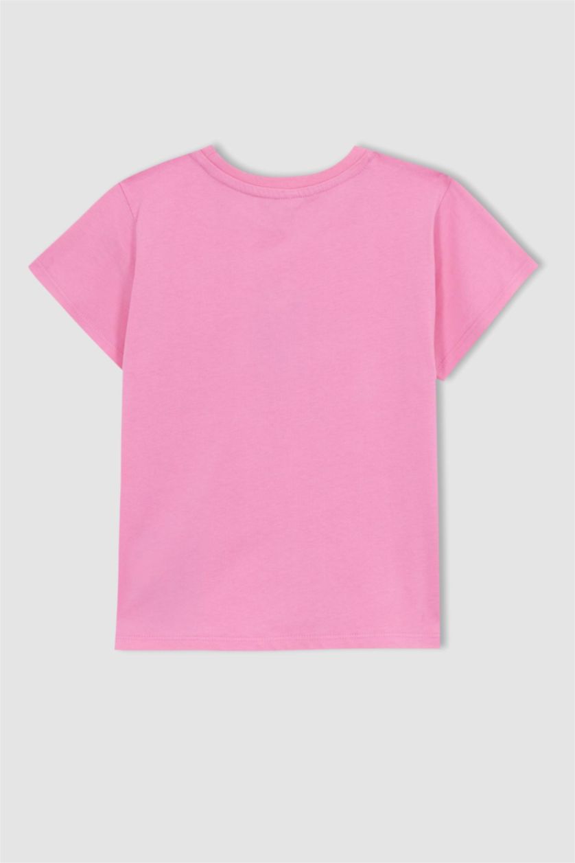 GIRLS & TEENS Pink Girl Crew Neck Short Sleeve Basic School T-Shirt