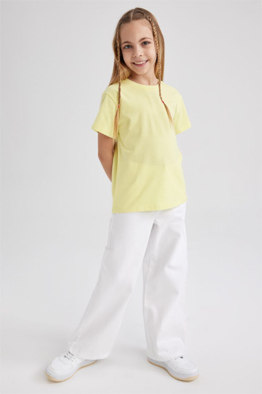 بنات أصفر فاتح تي شيرت نص كم قصة عادية