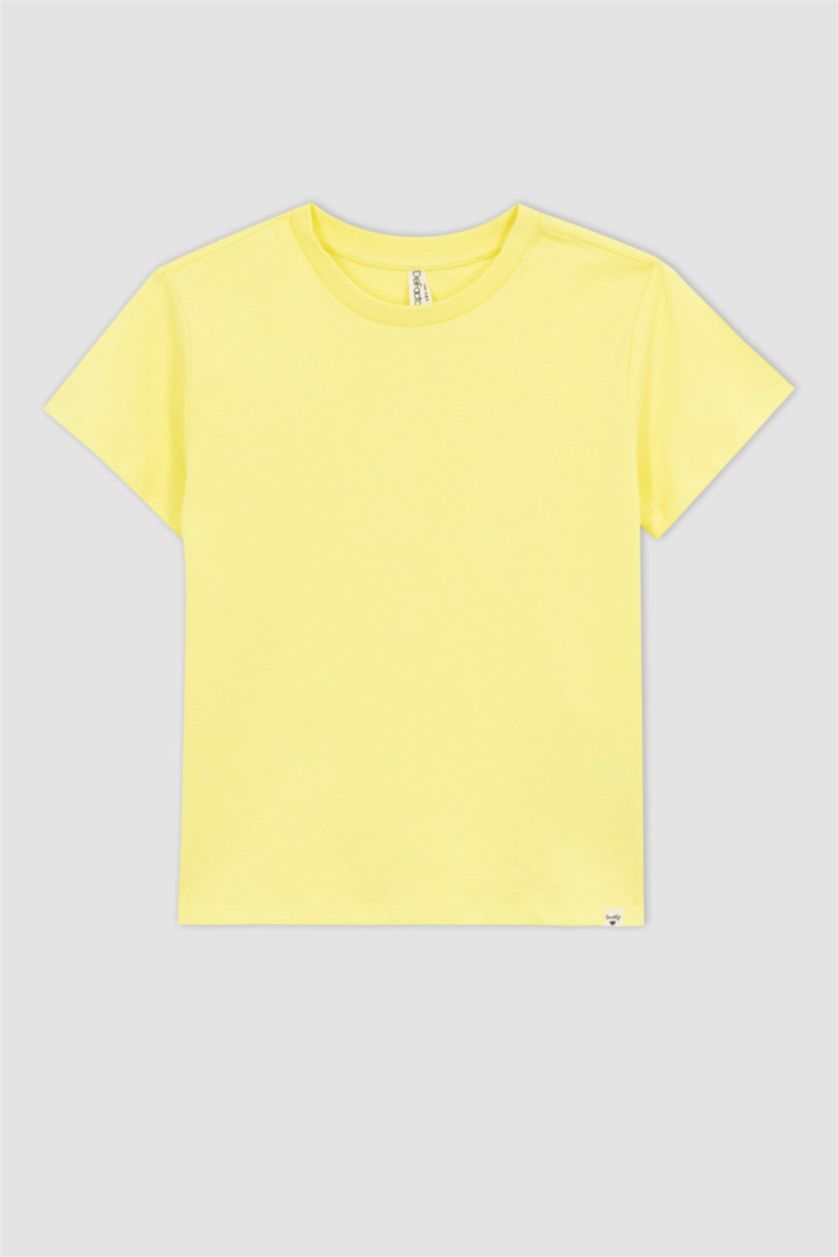 بنات أصفر فاتح تي شيرت نص كم قصة عادية