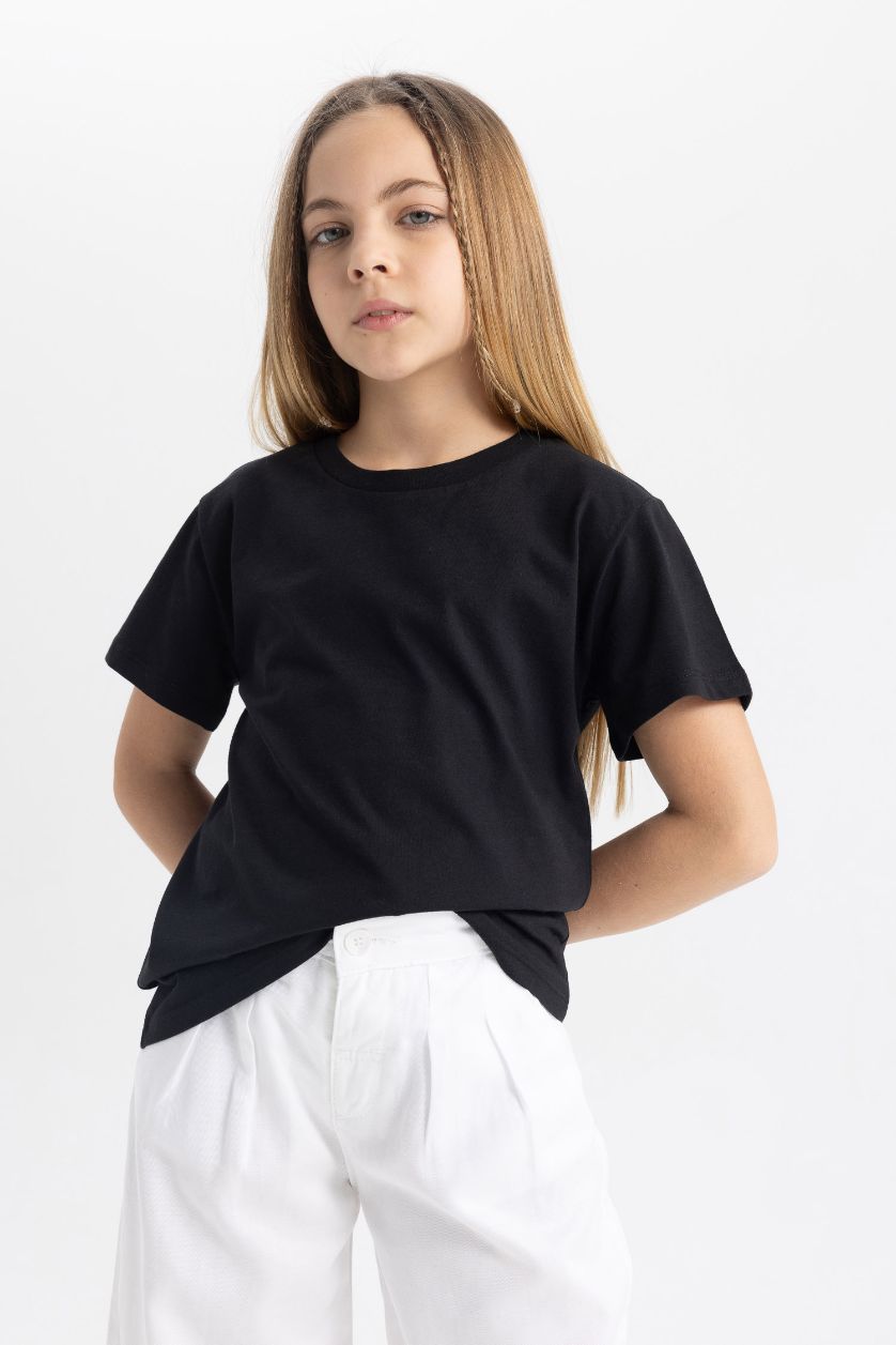 GIRLS & TEENS Black Girl Regular Fit Short Sleeve T-Shirt
