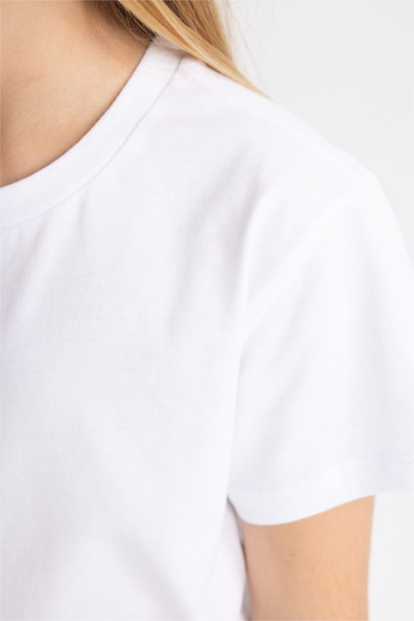 Girls & Teens White Girl Short Sleeve Basic T-Shirt