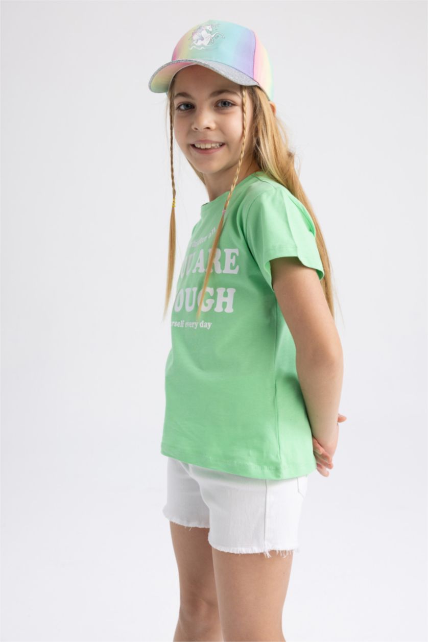 بناتي أخضر تي شيرت بناتي قصة عادية نص كم