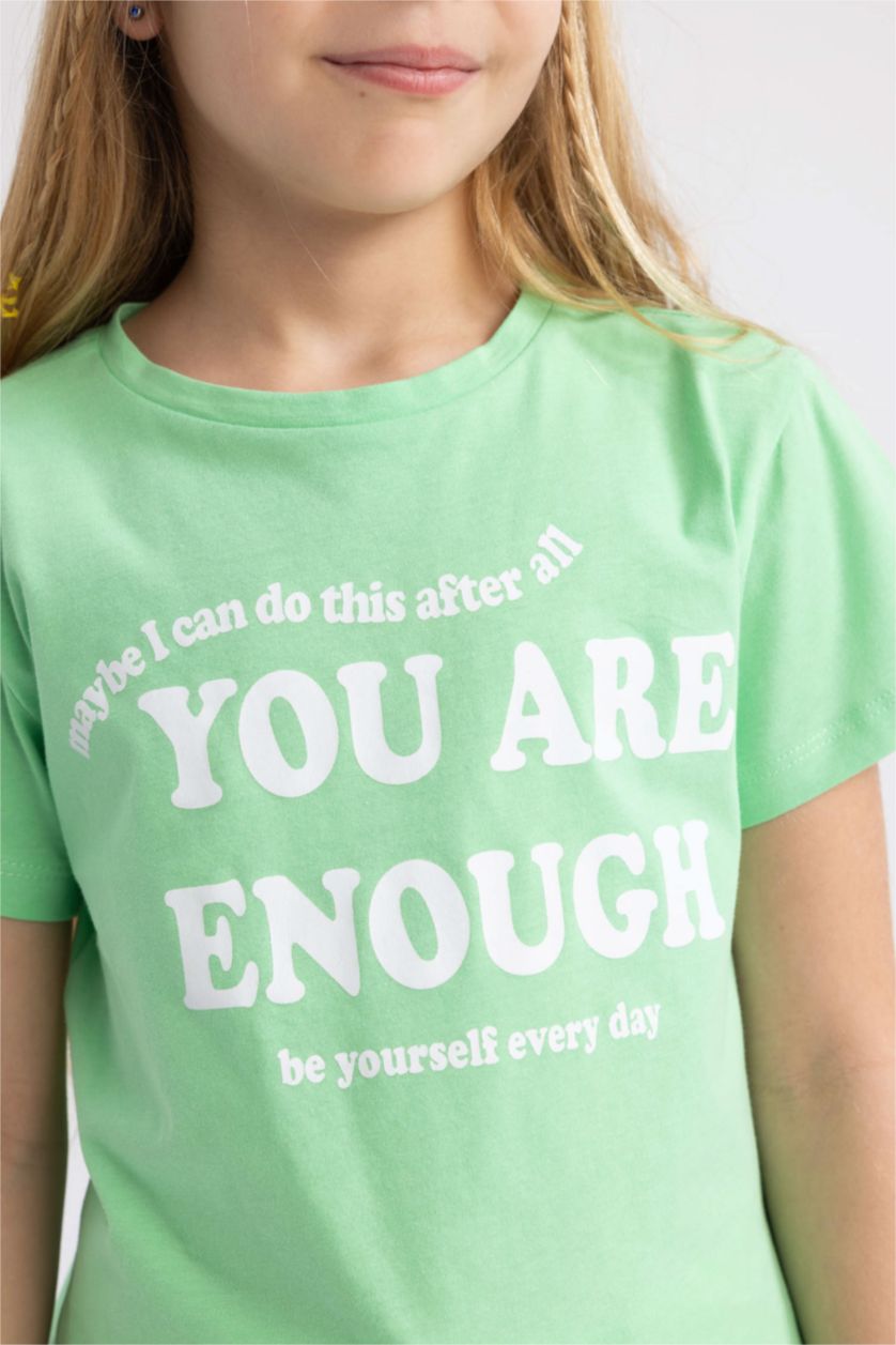 بناتي أخضر تي شيرت بناتي قصة عادية نص كم