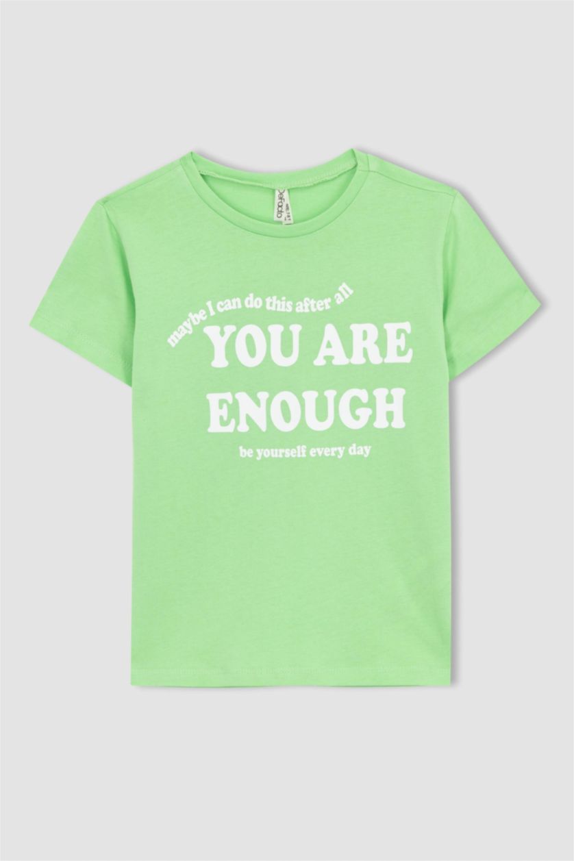 بناتي أخضر تي شيرت بناتي قصة عادية نص كم