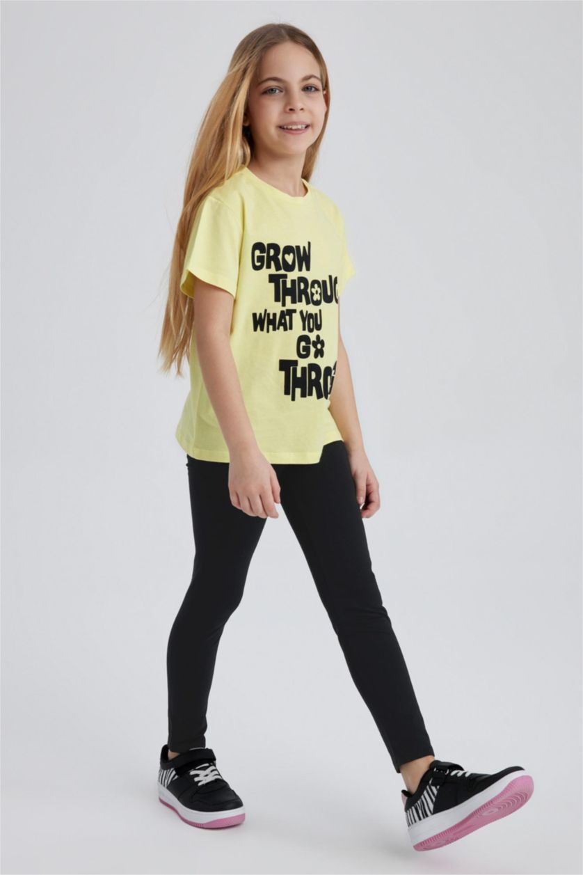 GIRLS & TEENS Light Yellow Girl Regular Fit Short Sleeve T-Shirt