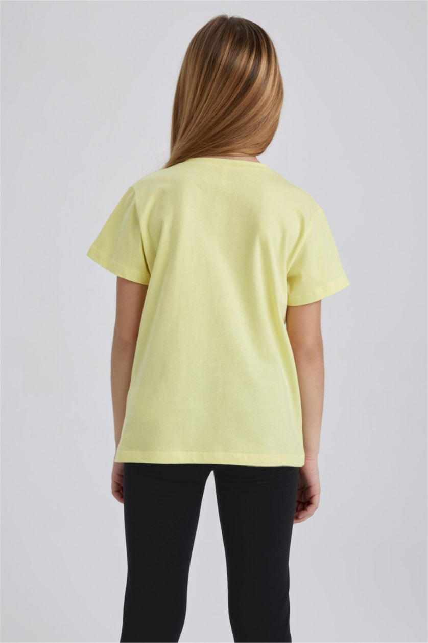 GIRLS & TEENS Light Yellow Girl Regular Fit Short Sleeve T-Shirt