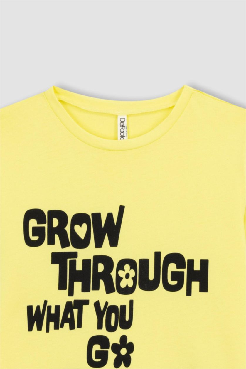 GIRLS & TEENS Light Yellow Girl Regular Fit Short Sleeve T-Shirt
