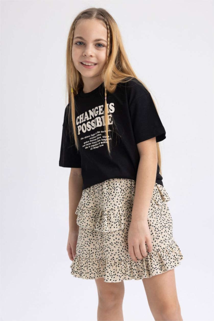 GIRLS & TEENS Black Relax Fit Short Sleeve T-Shirt