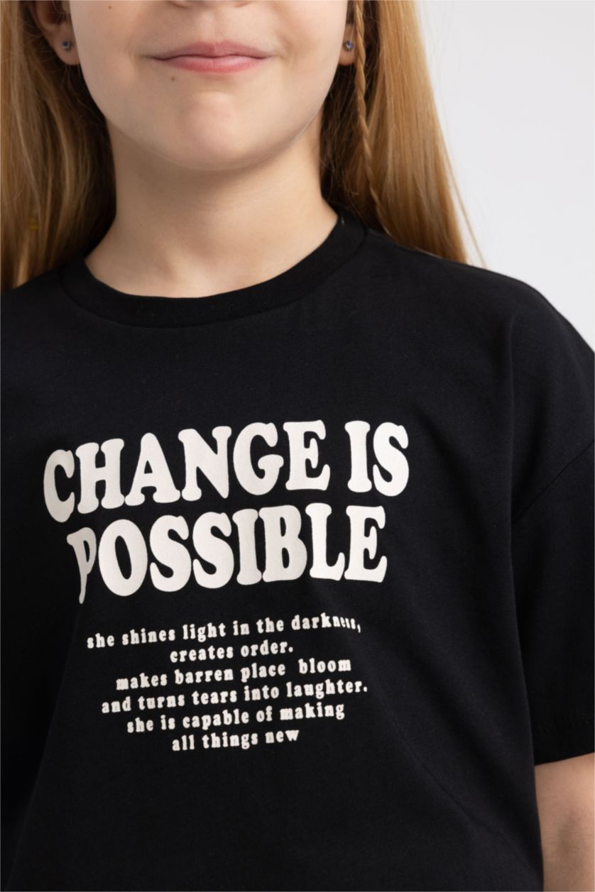 GIRLS & TEENS Black Relax Fit Short Sleeve T-Shirt