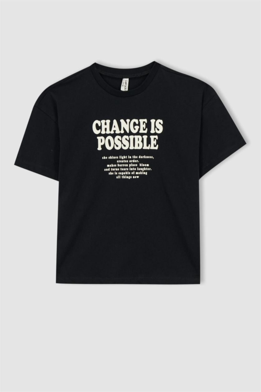 GIRLS & TEENS Black Relax Fit Short Sleeve T-Shirt