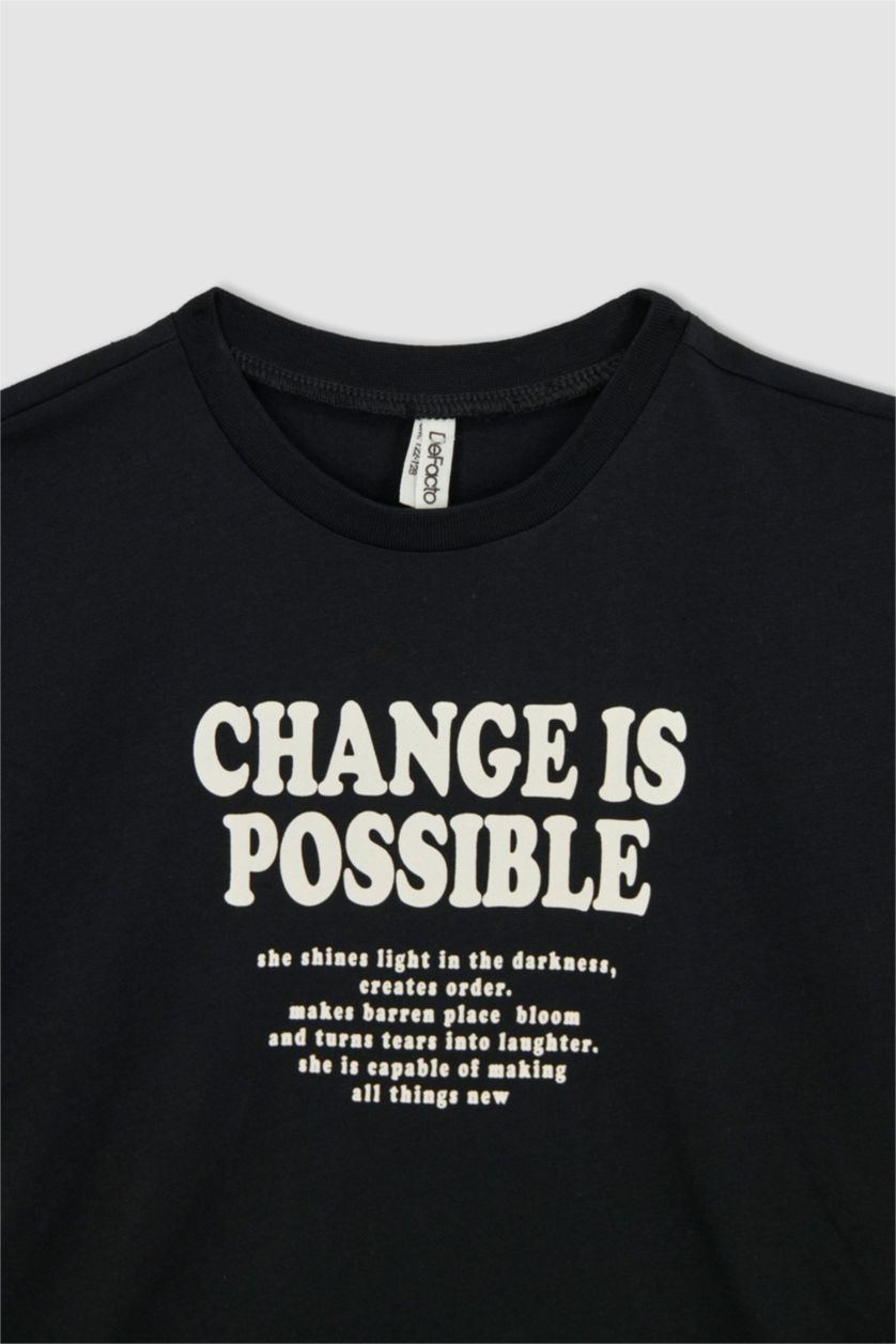 GIRLS & TEENS Black Relax Fit Short Sleeve T-Shirt