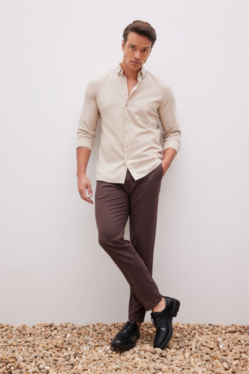 MAN Brown Jogger Twill Trousers